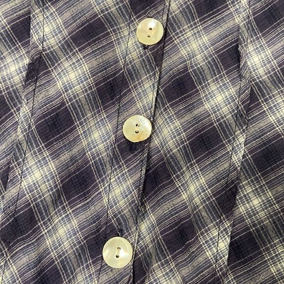 Vintage Tulip Plaid Pleated Button Up size Small - Picture 4 of 9